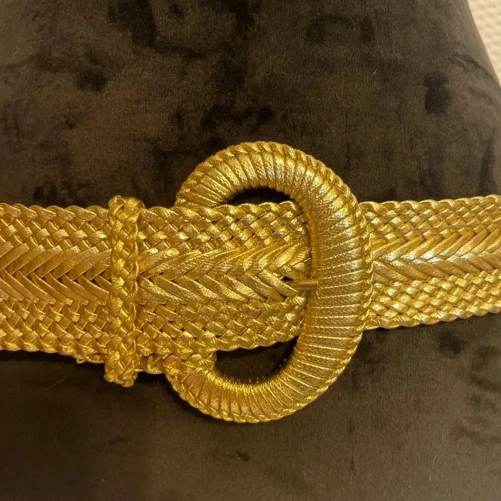 Gold 1 5/8” braided woven women’s belt